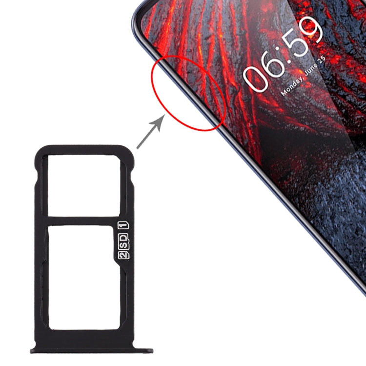 Vassoio scheda SIM + Vassoio scheda SIM / Vassoio scheda micro SD per Nokia X6 (2018) / TA-1099 / 6.1 Plus, For Nokia X6 (2018) Vassoio scheda SIM + Vassoio scheda SIM / Vassoio scheda micro SD per Nokia X6 (2018) / TA-1099 / 6.1 Plus, For Nokia X6 (2018)